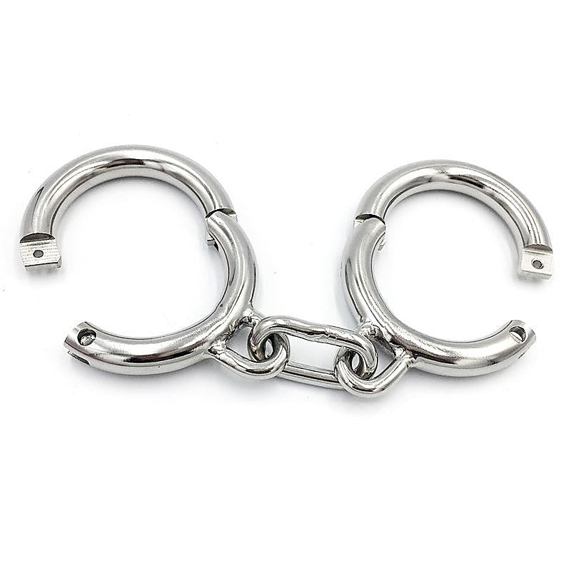 Heavy-Duty Metal Ankle/Wrist Cuffs with Chain by BDStyle - Steel Sex Toys