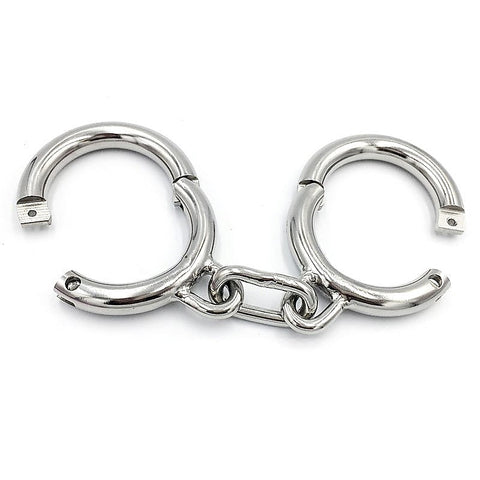 Heavy-Duty Metal Ankle/Wrist Cuffs with Chain by BDStyle - Steel Sex Toys