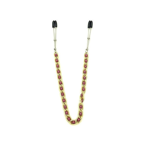 BDStyle Tweezer Nipple Clamps with Connecting Chain Adjustable Pressure - Breast and Nipple Toys