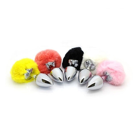 Bunny Faux Tail Silver Smooth Butt Plug by BDStyle - Steel Sex Toys