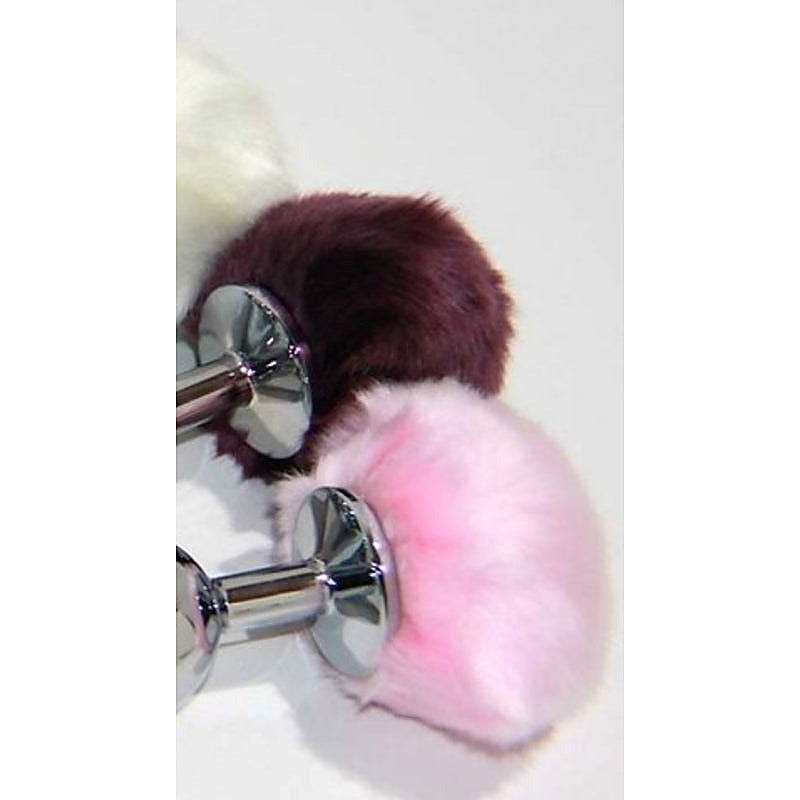 Bunny Faux Tail Silver Smooth Butt Plug by BDStyle - Steel Sex Toys