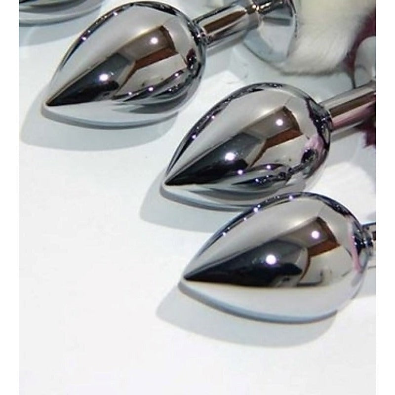 Bunny Faux Tail Silver Smooth Butt Plug by BDStyle - Steel Sex Toys