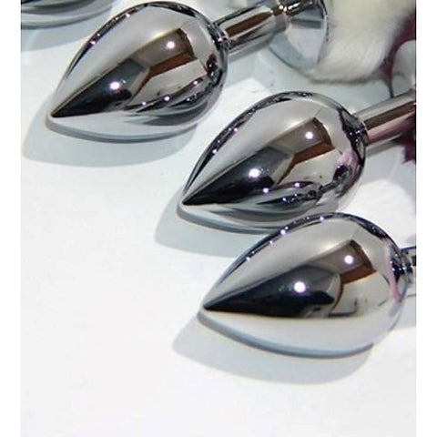 Bunny Faux Tail Silver Smooth Butt Plug by BDStyle - Steel Sex Toys
