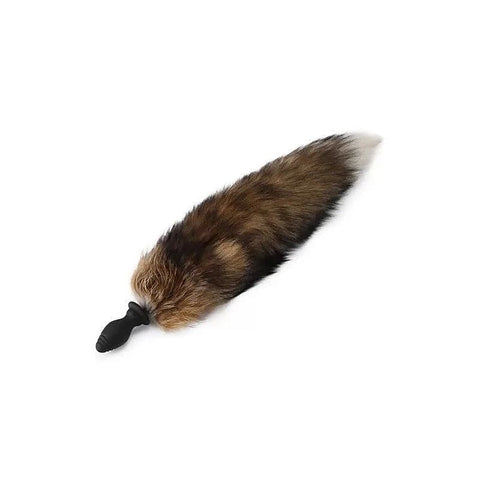 Brown Faux Fox Tail Rose Silicone Butt Plug by BDStyle - Butt Plugs