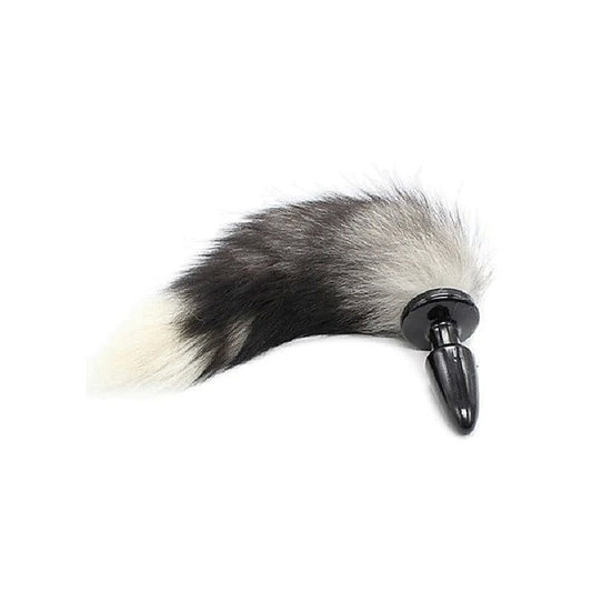 Black & White Faux Fox Tail Butt Plug by BDStyle - Butt Plugs