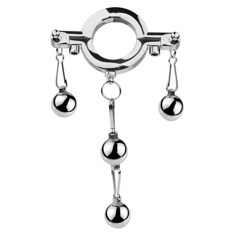 BDStyle Stainless Steel Ball Stretchers Adjustable Cock Ring Enhancement - Steel Sex Toys