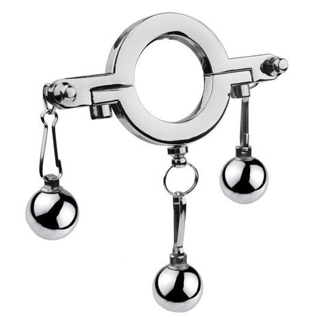 BDStyle Stainless Steel Ball Stretchers Adjustable Cock Ring Enhancement - Steel Sex Toys