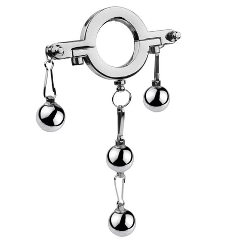 BDStyle Stainless Steel Ball Stretchers Adjustable Cock Ring Enhancement - Steel Sex Toys