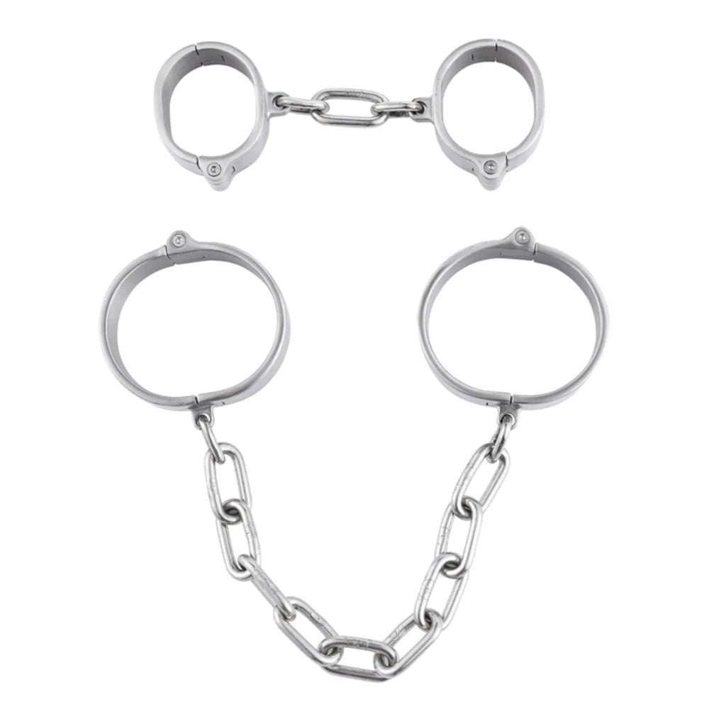 BDStyle Allen Key 3 Cm Height Cuffs Male Ankle Cuffs Stainless Steel - Steel Sex Toys