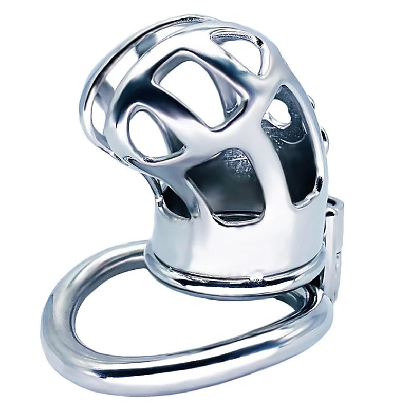 Hex Screw Bent Cock Lock Steel Cage by BDStyle - Male Chastity
