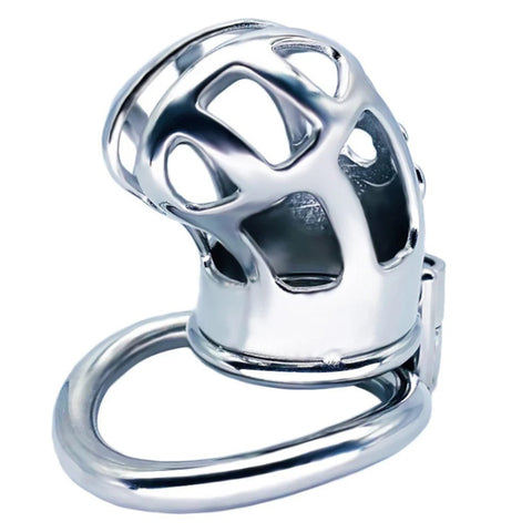 BDStyle Hex Screw Bent Cock Lock Steel Cock Cage with Hex Screw Lock - Male Chastity