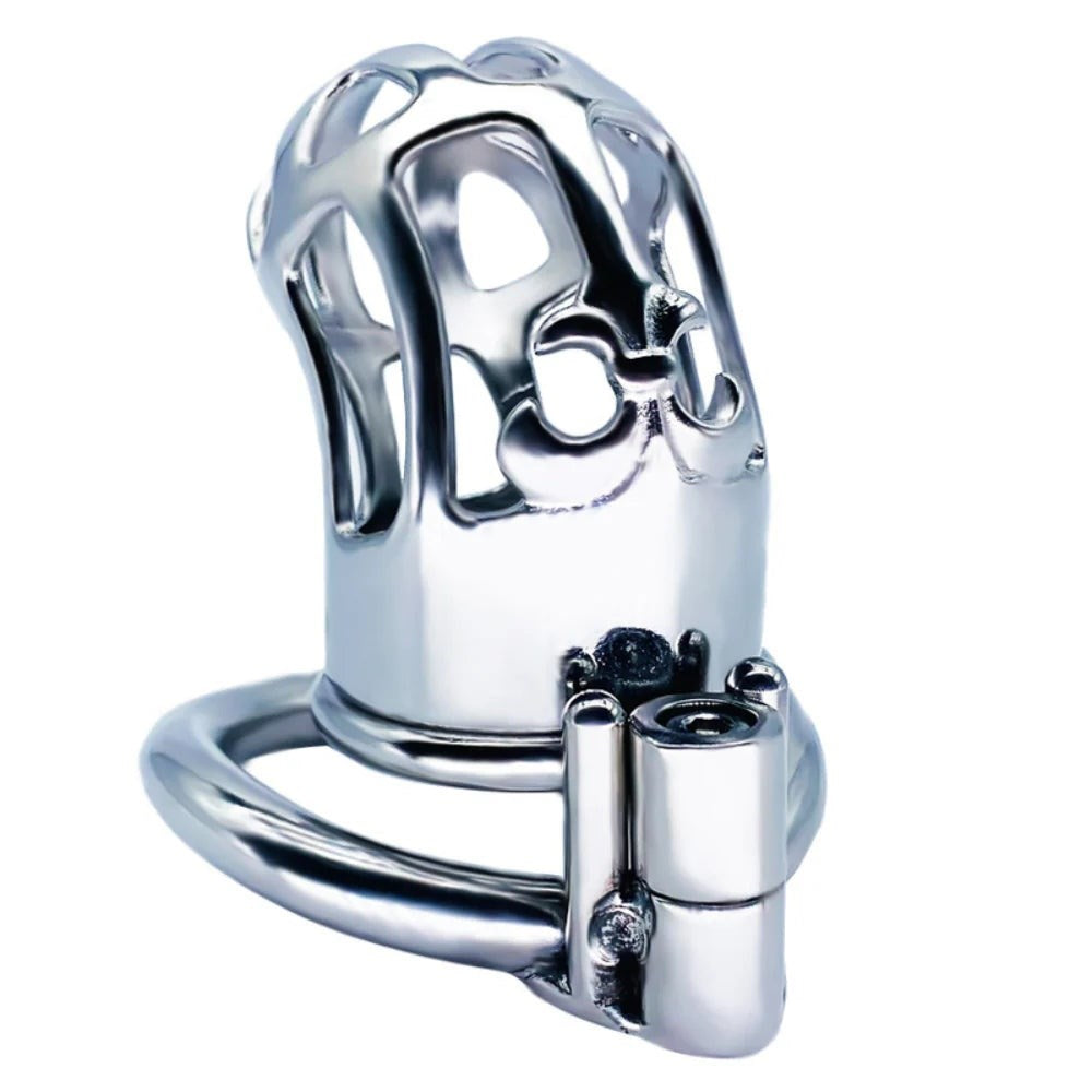 Hex Screw Bent Cock Lock Steel Cock Cage - - Male Chastity