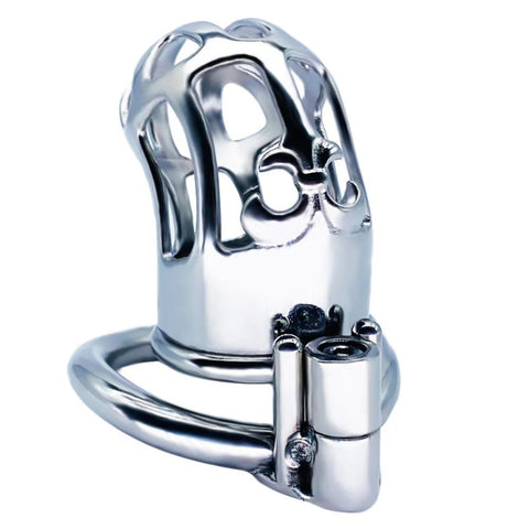 BDStyle Hex Screw Bent Cock Lock Steel Cock Cage with Hex Screw Lock - Male Chastity