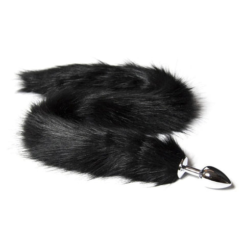 BDStyle Fox Tail Metal Anal Plug Large Weighted Stainless Steel Butt Plug - Steel Sex Toys