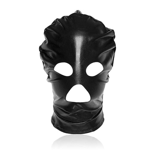 Patent Leather BDSM Hood with Open Mouth and Eyes - Bondage Hoods
