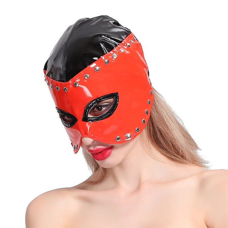 Premium Half Head Faux Leather Hood by BDStyle - Bondage Hoods