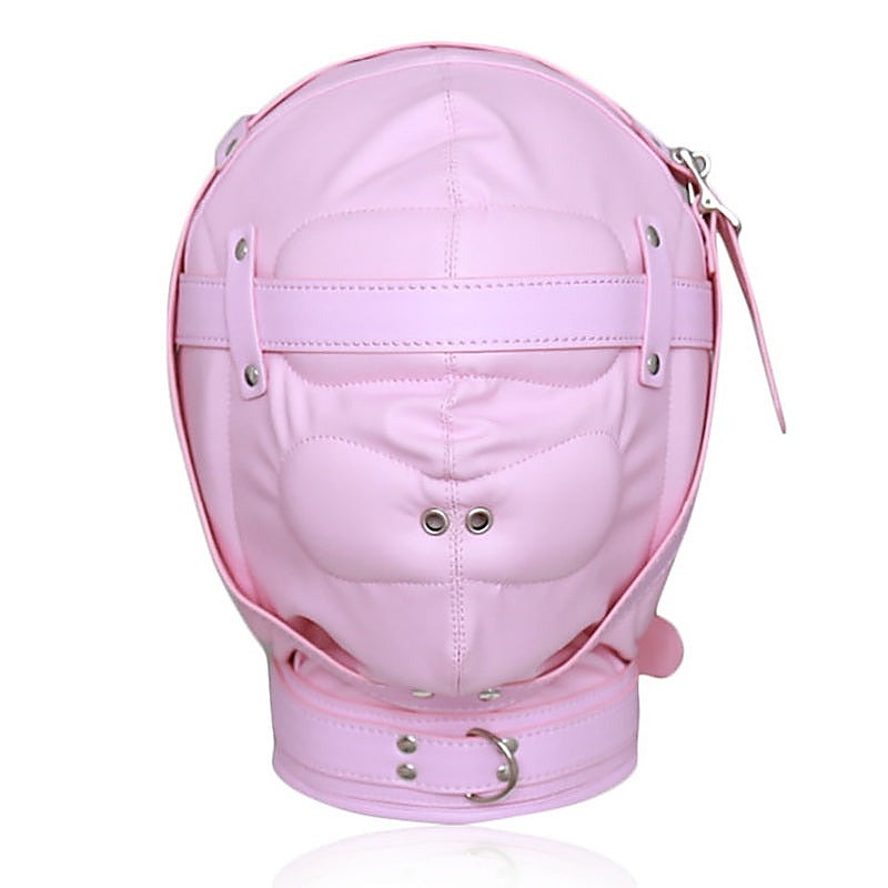 Total Sensory Deprivation Bondage Leather Hood - Bondage Hoods