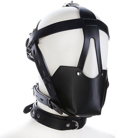 Faux Leather Bondage Harness Hood by BDStyle - Bondage Hoods