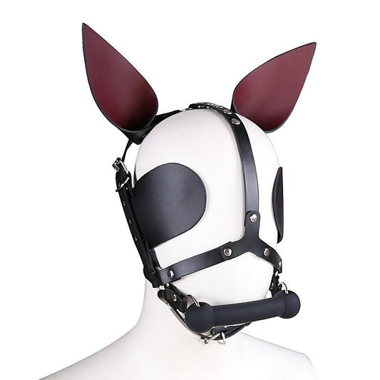 Real Leather Dog Hoods With Bit Gag by BDStyle - Bondage Hoods