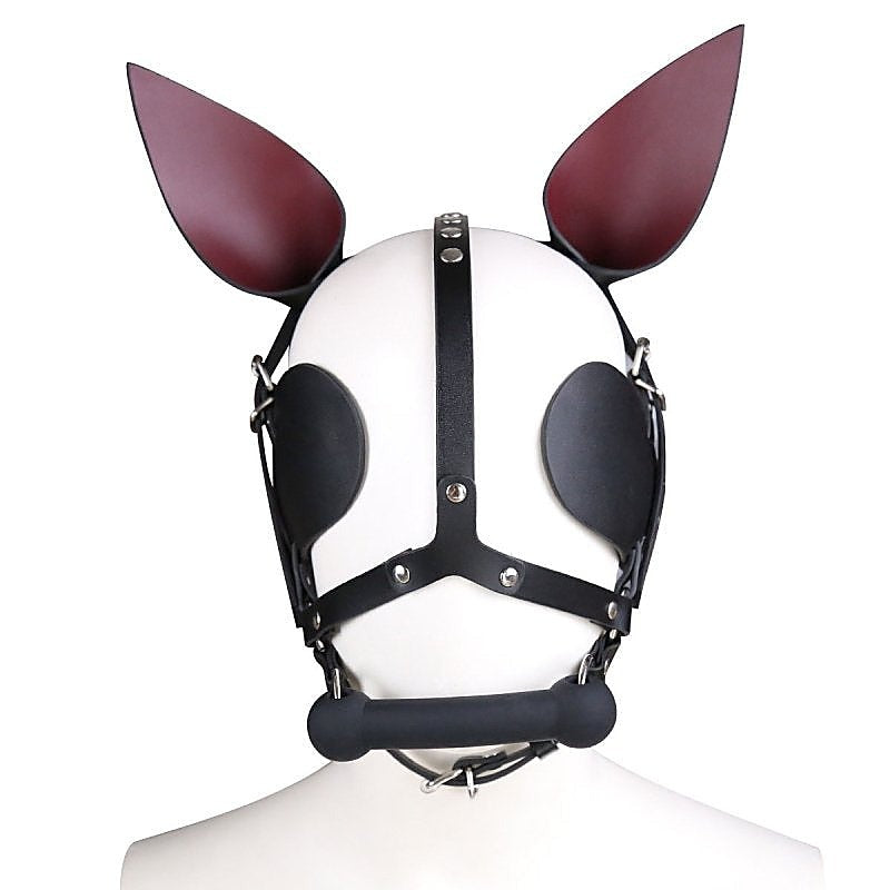 Real Leather Dog Hoods With Bit Gag by BDStyle - Bondage Hoods
