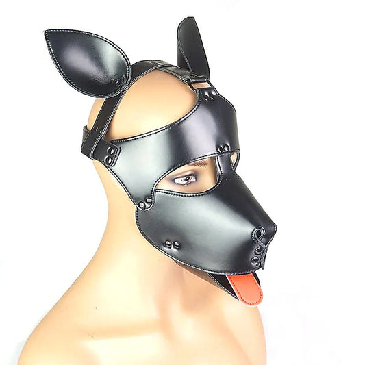 Vegan Leather Padded BDSM Play Dog Mask Bondage Hood - Bondage Hoods