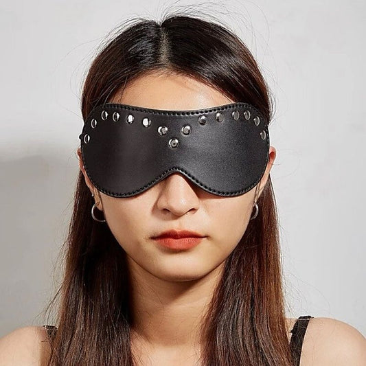 Leather Blindfold Silver Stud by BDStyle - Blindfolds And Masks
