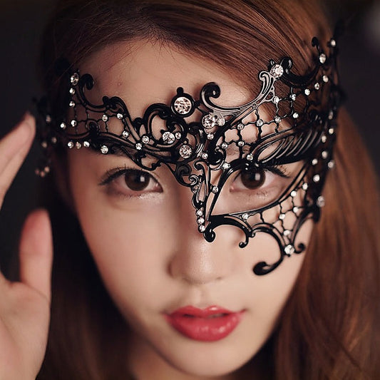 BDSM Play Rhinestone Metal Half Face Mask by BDStyle - Blindfolds And Masks