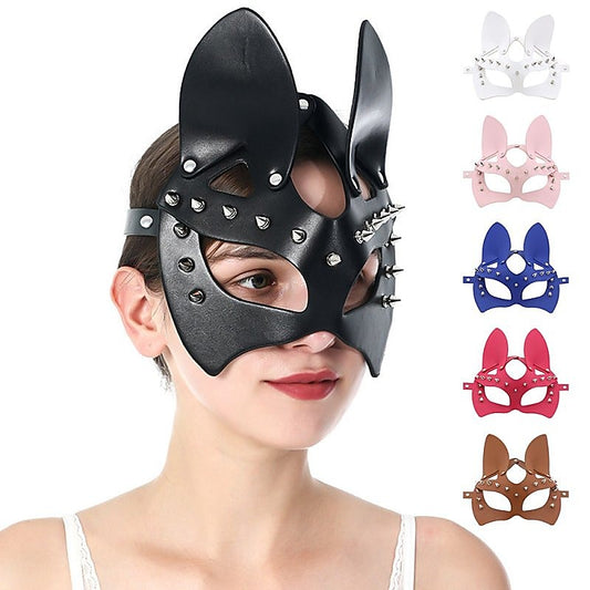 Faux Leather Rivet Spike Mask by BDStyle - Blindfolds And Masks