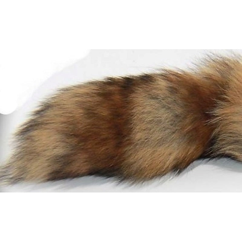 Long Brown and Blonde Fox Tail Silver Smooth Butt Plug - Steel Sex Toys