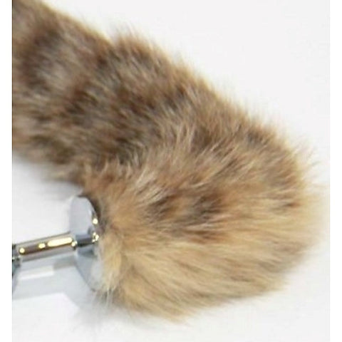 Brown Cat Faux Tail Silver Smooth Butt Plug by BDStyle - Steel Sex Toys
