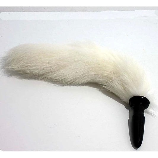 White Faux Fox Tail Silicone Anal Plug by BDStyle - Butt Plugs