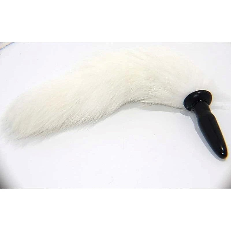 White Faux Fox Tail Silicone Anal Plug by BDStyle - Butt Plugs