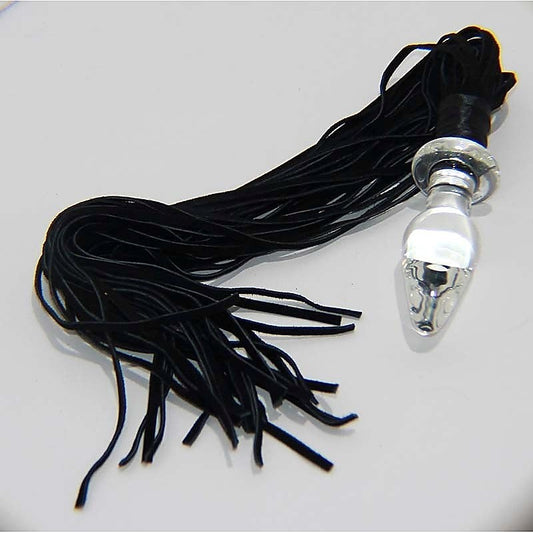 Glass Anal Plug with Leather Tail by BDStyle - Glass Sex Toys
