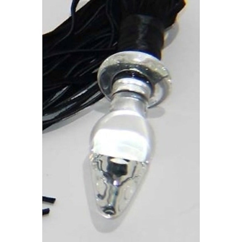 Glass Anal Plug with Leather Tail by BDStyle - Glass Sex Toys