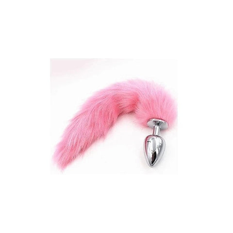 Pink Silicone Butt Plug With Faux Fox Tail by BDStyle - Butt Plugs