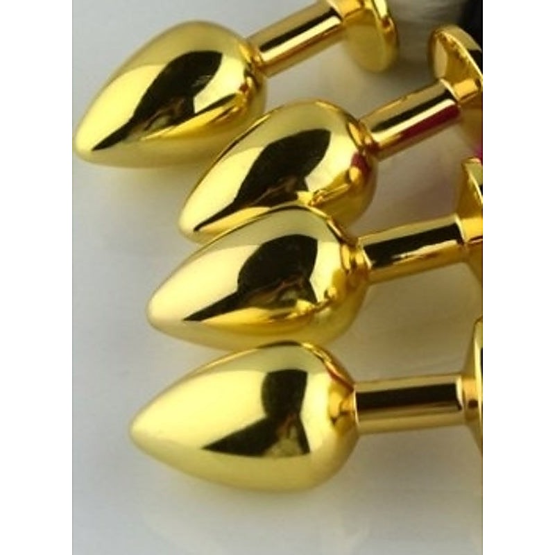 Rabbit Faux Tail Butt Plug Gold Small by BDStyle - Steel Sex Toys