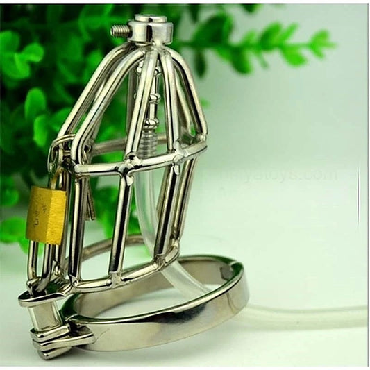 Micturate Cock Cage & Urethral Tube by BDStyle - Male Chastity