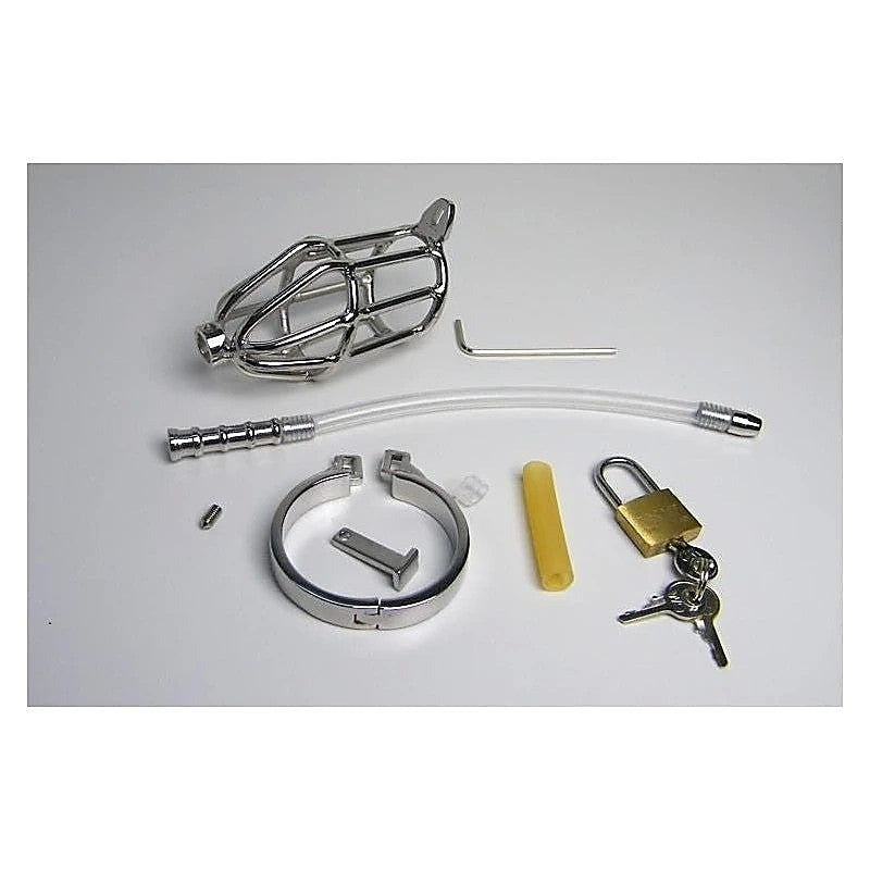 Micturate Cock Cage & Urethral Tube by BDStyle - Male Chastity