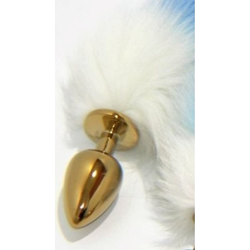 Colourful Faux Fox Tail Gold Butt Plug by BDStyle - Butt Plugs