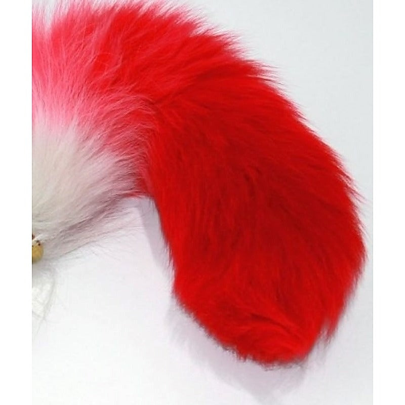 Red Faux Fox Tail Gold Butt Plug by BDStyle - Steel Sex Toys