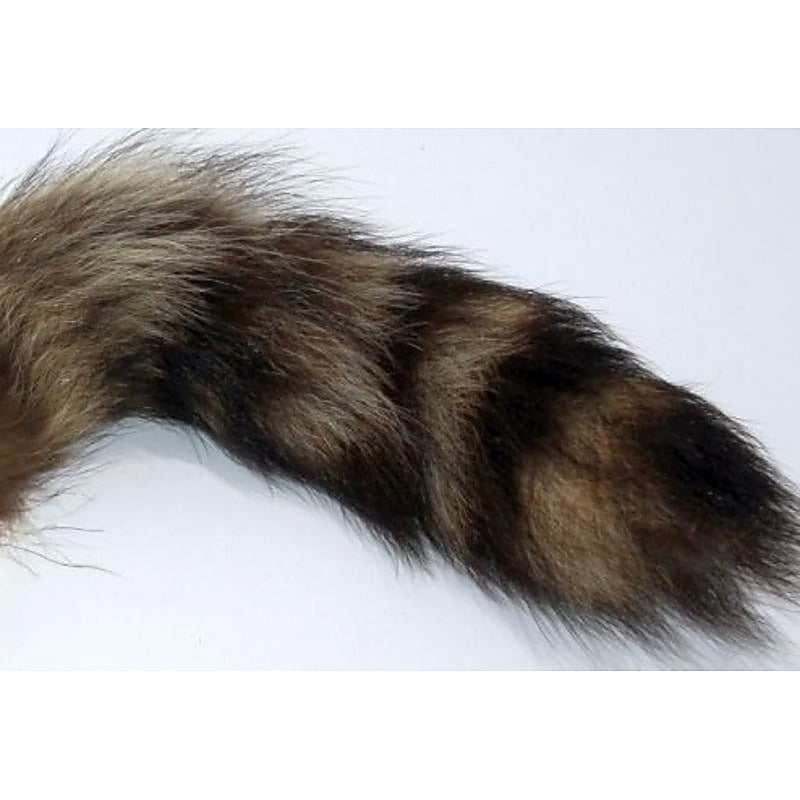 Brown Faux Fox Tail Gold Ribbed Butt Plug by BDStyle - Steel Sex Toys