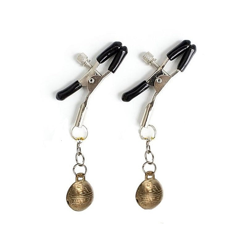 Metal Nipple Clamps with Bells by BDStyle - Breast and Nipple Toys