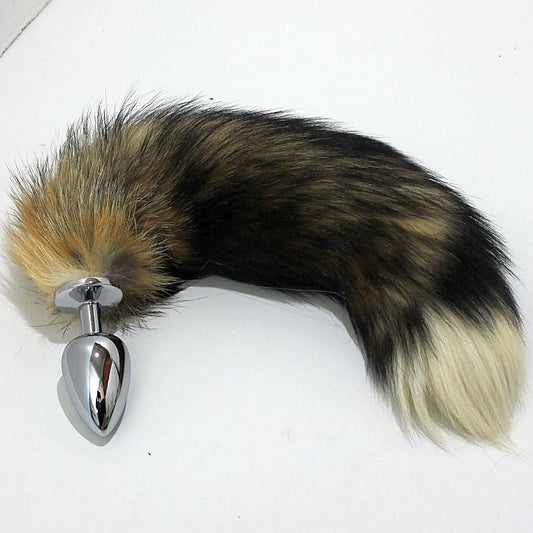 Funky Fox Tail & Metal Anal Plug by BDStyle - Steel Sex Toys