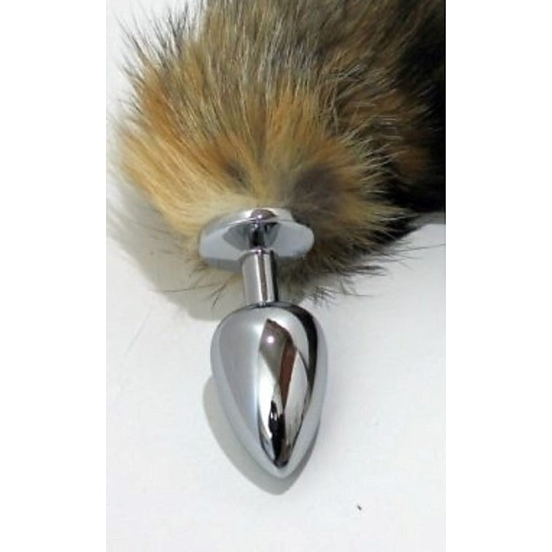 Funky Fox Tail & Metal Anal Plug by BDStyle - Steel Sex Toys
