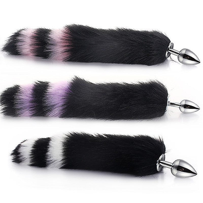 Colorful Fox Tail Metal Anal Plug Medium by BDStyle - Steel Sex Toys