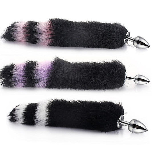 Colorful Fox Tail Metal Anal Plug Medium by BDStyle - Steel Sex Toys