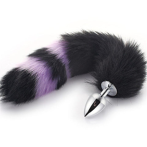 Colorful Fox Tail Metal Anal Plug Medium by BDStyle - Steel Sex Toys