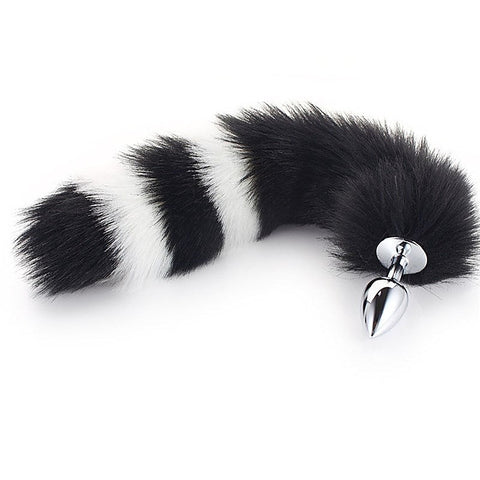 Colorful Fox Tail Metal Anal Plug Medium by BDStyle - Steel Sex Toys
