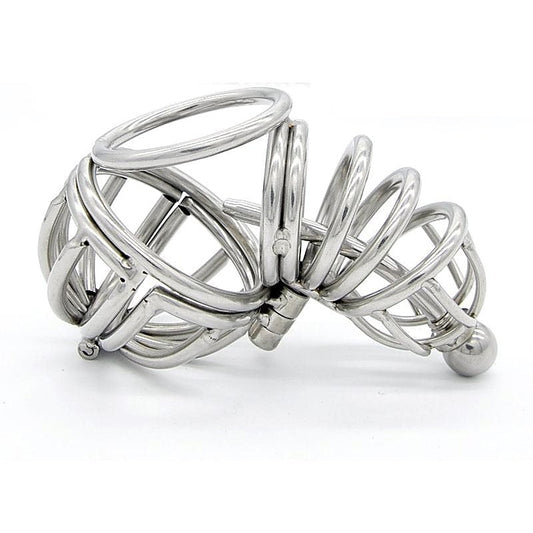 Ultimate Cock and Ball Cage Short with Urethral Sound - Male Chastity