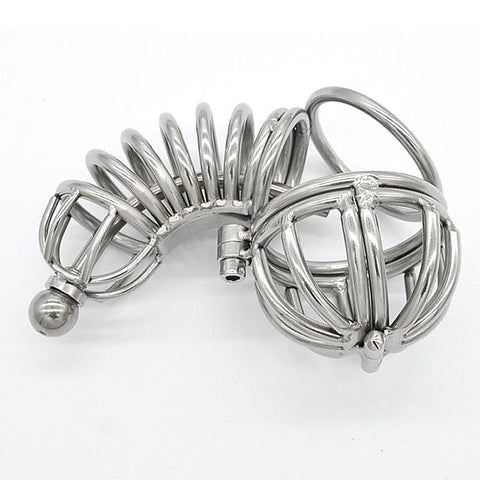 Ultimate Cock and Ball Cage Short with Urethral Sound - Male Chastity